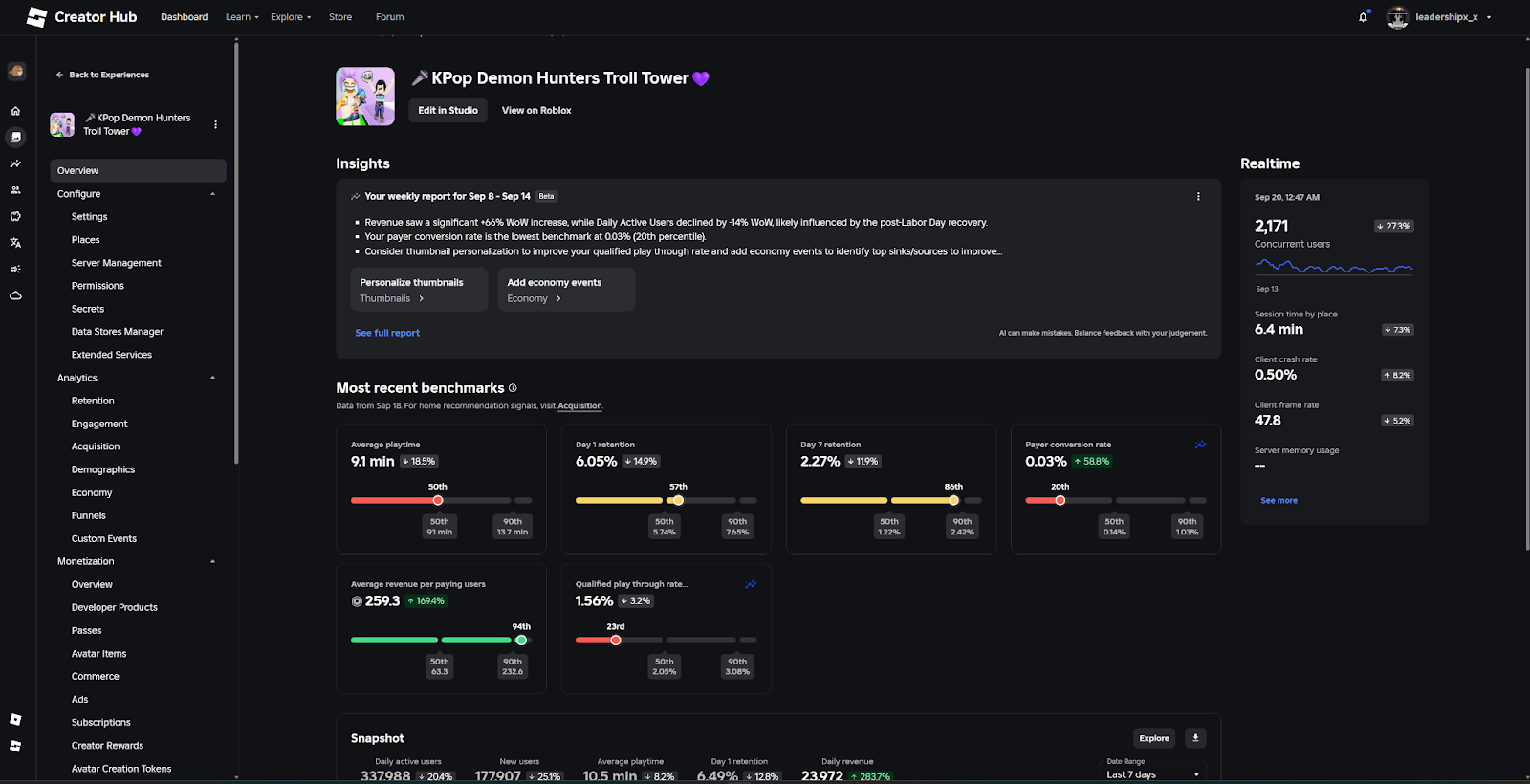 Game 3 - Creator Dashboard 1